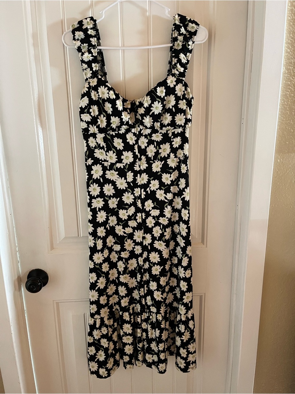 Black Daisy Print Sundress - Women